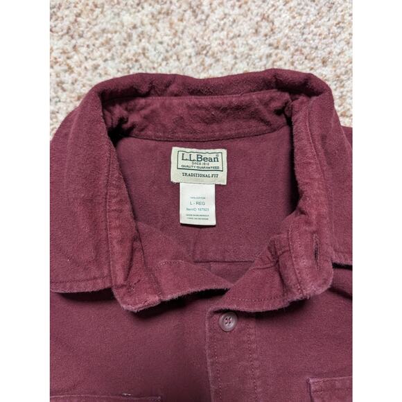 L.L. BEAN Long Sleeve button up, L, Red/Maroon; CHAMOIS Flannel Shirt, - Picture 7 of 7